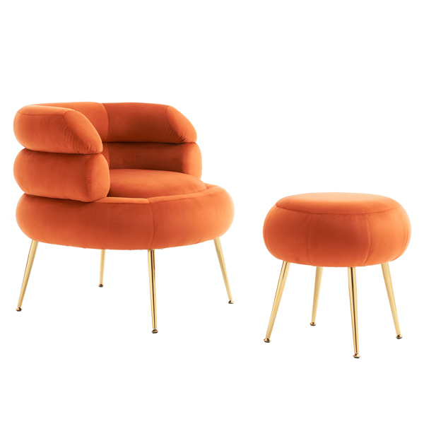 With Pedals Velvet Indoor Armchair Orange