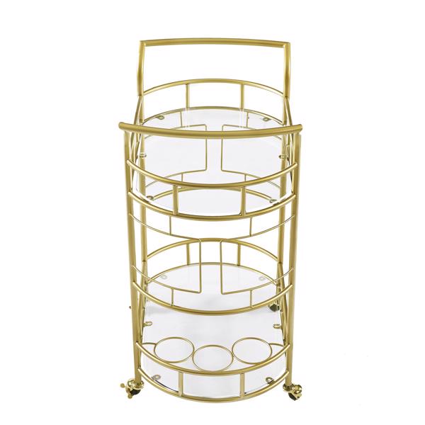 Gold, Iron Frame(Electroplating), Mobile glass dining cart easy to clean