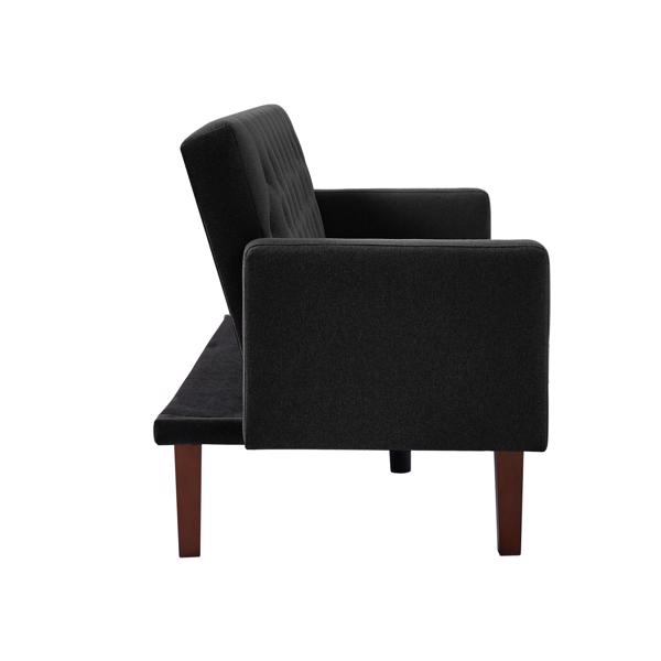 Black, Linen, Convertible Double Folding Living Room Sofa Bed (Eucalyptus wood frame)