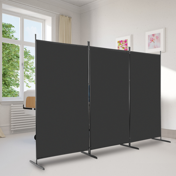 6FT Trifold 160g Polyester Fabric Plastic Foot Carbon Steel Frame Foldable Screen Black