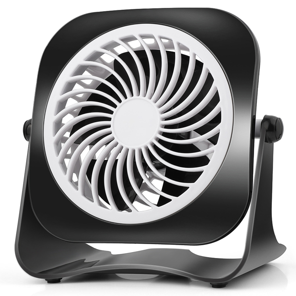 4 Inch Mini USB Desk Fan Quiet, 2 Speeds, Lower Noise, USB Powered, 360° Up and Down, 3.8 ft Cable, Powerful Desktop Fan for Home Office Room