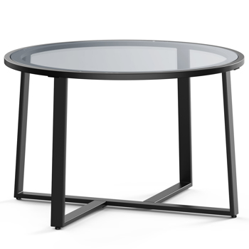 Evajoy 27.6\\" Black Coffee Table with Tempered Clear Glass