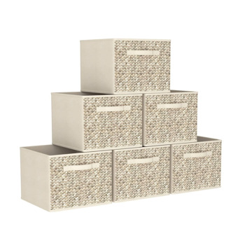 6 Pack Fabric Storage Cubes with Handle, Foldable 11 Inch Cube Storage Bins, Storage Baskets for Shelves, Storage Boxes for Organizing Closet Bins（No shipping on weekends）