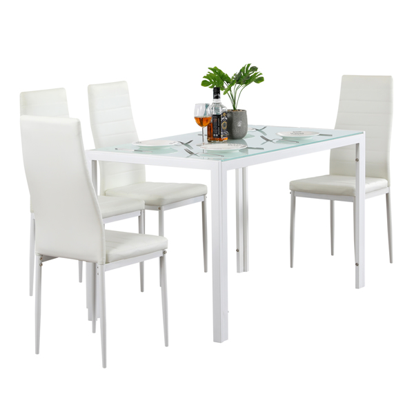 120*70*75CM Simple Assembled Tempered Glass & Iron Dinner Table White (Alternate code: 76168358)