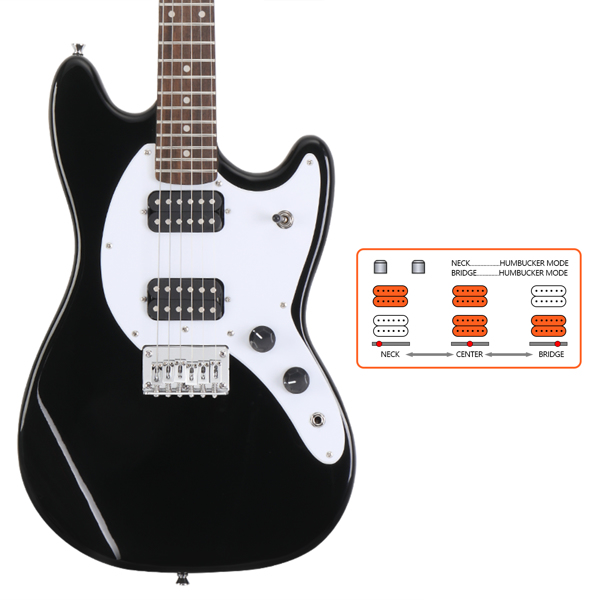 [Do Not Sell on Amazon]Glarry Full Size 6 String H-H Pickups GMF Electric Guitar with Bag Strap Connector Wrench Tool Black