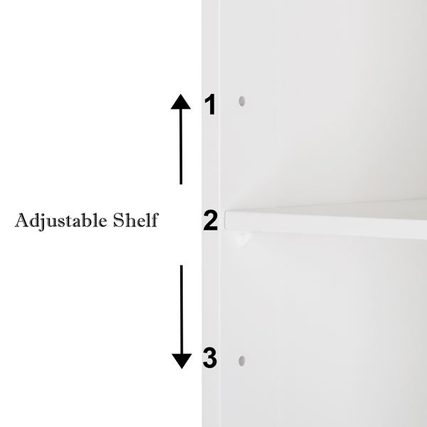 Double Door Mirror Indoor Bathroom Wall Mounted Cabinet Shelf White