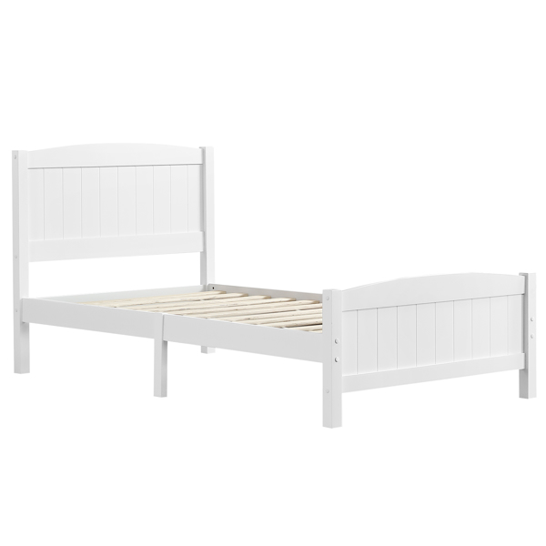 Twin Pine Single-Layer Core Vertical Stripe Full-Board Curved Bed Head With The Same Bed Foot White Wooden Bed(Alternate code: 58465471)