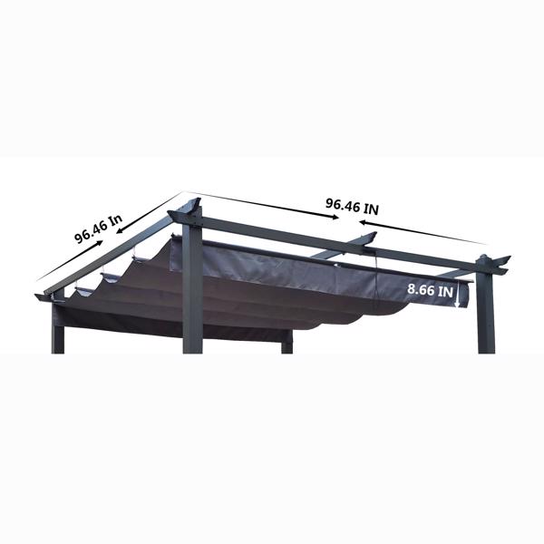 Replacement Canopy Top Fabric for 10x10 Ft Outdoor Patio Retractable Pergola Sunshelter Pergola Canopy，Gray [Sale to Temu is Banned.Weekend can not be shipped, order with caution]