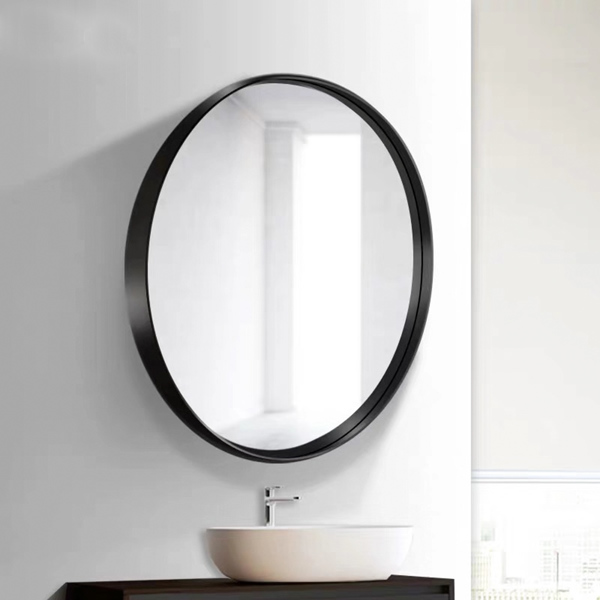 24" Wall Circle Mirror for Bathroom, Black Round Mirror for Wall, 24 inch Hanging Round Mirror for Living Room, Vanity, Bedroom