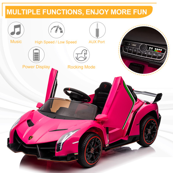 LEADZM Lamborghini Poison Small Dual Drive 12V 4.5AH with 2.4G Remote Control Sports Car Pink