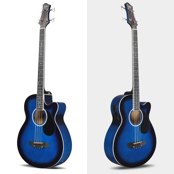 [Do Not Sell on Amazon]Glarry GMB101 4 string Electric Acoustic Bass Guitar w/ 4-Band Equalizer EQ-7545R Blue