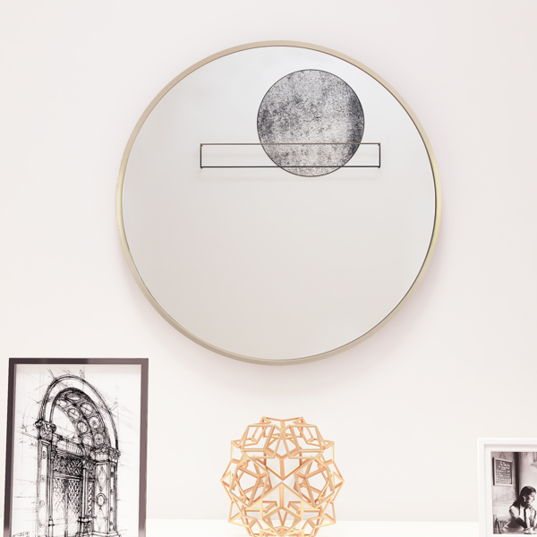 20" Wall Circle Mirror for Bathroom, Matte Gold Round Mirror for Wall, 20 inch Hanging Round Mirror for Living Room, Vanity, Bedroom