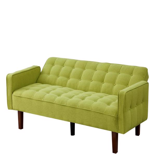 Green, Linen Futon Sofa Bed 73.62 Inch Fabric Upholstered Convertible Sofa Bed, Minimalist Style for Living Room, Bedroom.