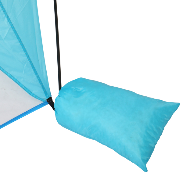 240cm*180cm*150cm Polyester Cloth Fiber Pole Open Boat Type Beach Awning Blue And White