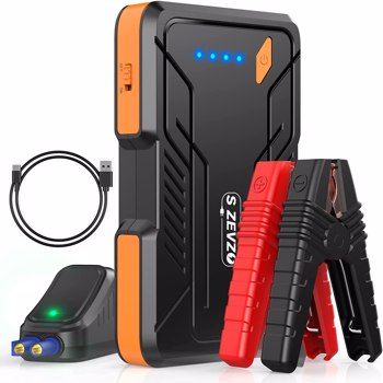 S ZEVZO Jump Starter 1000A Peak Portable Jump Starter for Car (Up to 7.0L Gas/5.5L Diesel Engine) 12V Auto Battery Booster Pack with Smart Clamp Cables, USB Charge, LED Flashlight Jump Box