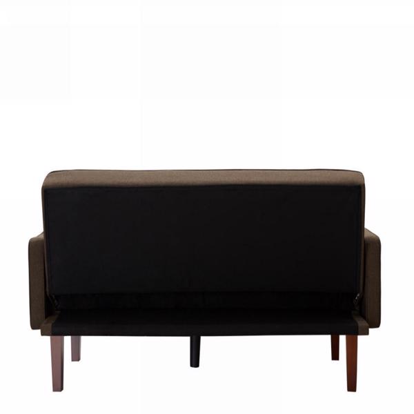 Brown Sofa Bed, Modern Linen Sofa, Convertible Sleeper Sofa with Arms, Solid Wood Feet and Plastic Centre Feet