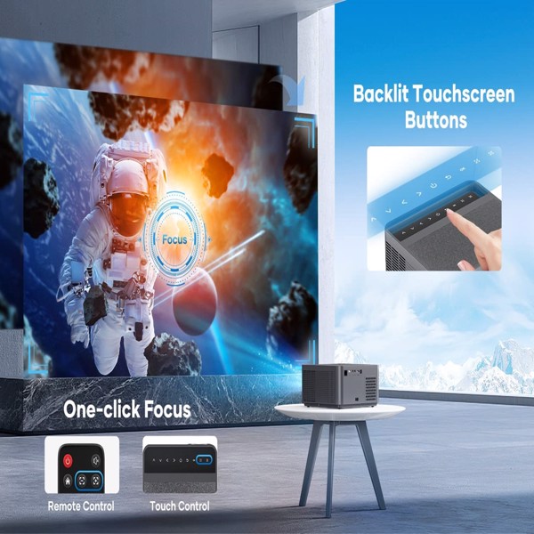 VACASSO Projector with 5G Wifi and Bluetooth, Electric Focus, Native 1080P 4K Support Portable Outdoor Movie Projector 500 ANSI with Touch Screen, Auto Vertical & 4P/6D Keystone, FBA 发货，周末不处理订单