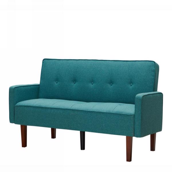 Green Sofa Bed, Modern Linen Sofa, Convertible Sleeper Sofa with Arms, Solid Wood Feet and Plastic Centre Feet