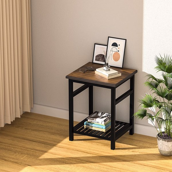Nightstand, End Table, Bamboo Night Stand Bedside Table, Side Table for Bedroom Living Room Lounge, Space Saving, Easy to Assemble, NS-537 (Baking Paint)
