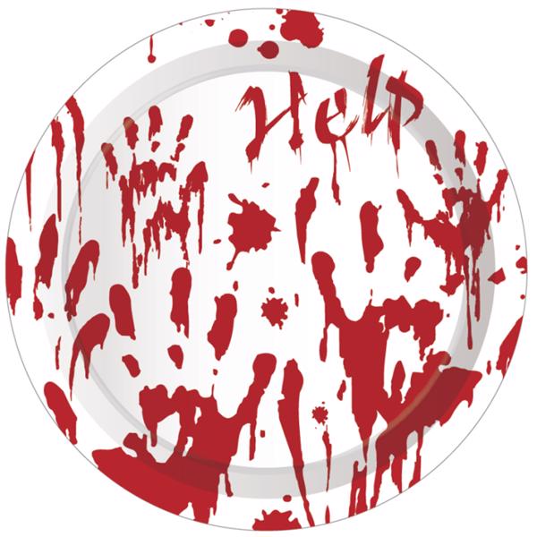  Halloween Blood Hand Bleeding Paper Plates Party Supplie Plates and Napkins Birthday Disposable Tableware Set Party Dinnerware Serves 8 Guests for Plates, Napkins, Cups 68PCS