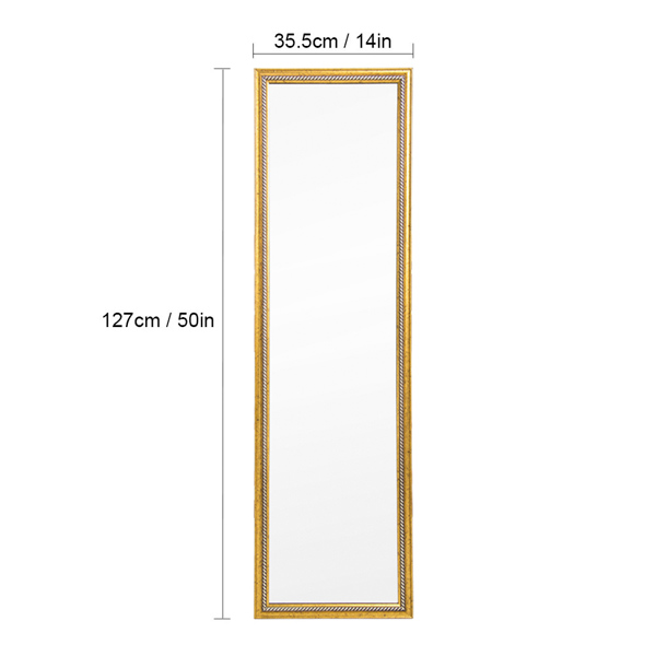 Full Length Mirror Door Mirror Full Body Dressing Mirror Wall Mounted Hanging for Dorm Home, 50"x 14", Gold