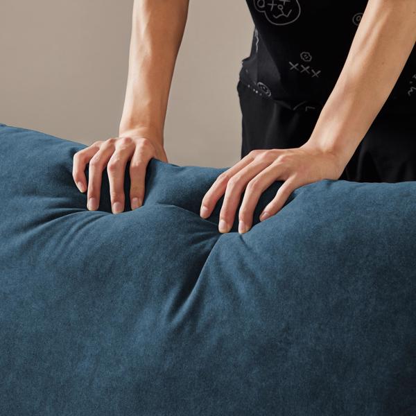 Blue, Frosted Cat's Claw Fabric Three-Seater Fabric Sofa