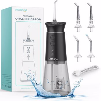 Water Dental Flosser Cordless with Magnetic Charging for Teeth Cleaning, Nursal 7 Clean Settings Portable Rechargeable Oral Irrigator, IPX8 Waterproof Water Dental Picks for Home Travel, DC5121 Black,