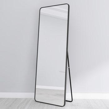 square rounded corners  Full Length Mirror Floor Mirror , Bedroom Mirror ，Dressing Mirror with Black Aluminum Alloy Frame，65\\" x 22\\"