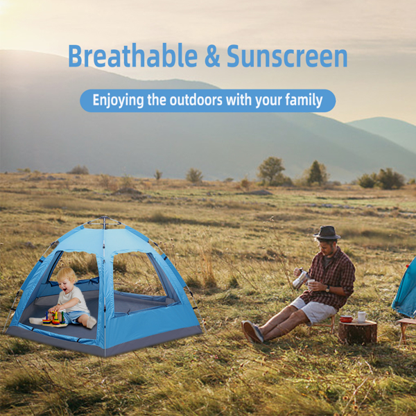 3-4 Person Automatic Family Tent Instant Pop Up Waterproof for Camping Hiking Travel Outdoor Activities 