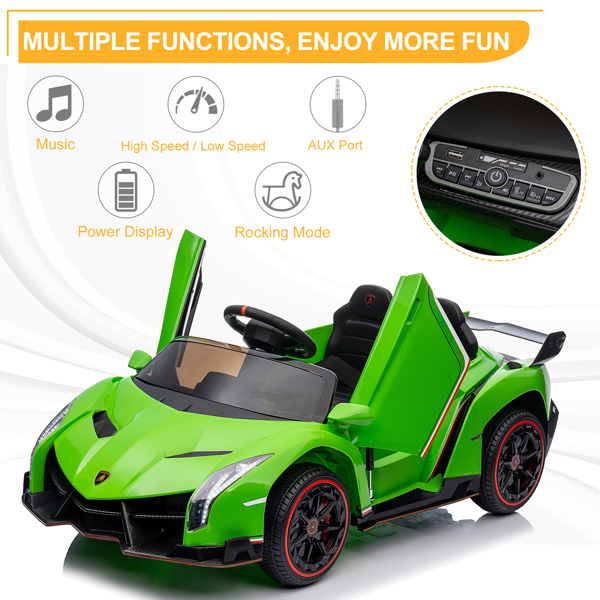 LEADZM Lamborghini Poison Small Dual Drive 12V 4.5AH with 2.4G Remote Control Sports Car Electric Car Green