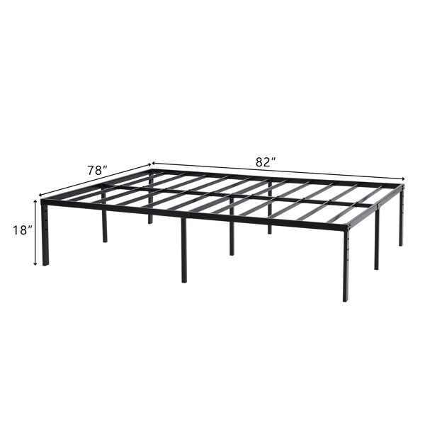 208.2 x 198 x 45.7cm Bed Height 18" Simple Basic Iron Bed Frame Iron Bed Black