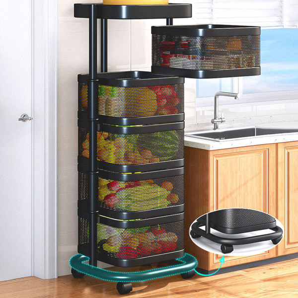 Joybos® Rotating Multi-Layer Kitchen Metal Shelf with Wheels