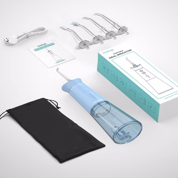Water Dental Flosser Cordless with Magnetic Charging for Teeth Cleaning, Nursal 7 Clean Settings Portable Rechargeable Oral Irrigator, IPX8 Waterproof Water Dental Picks for Home Travel Blue
