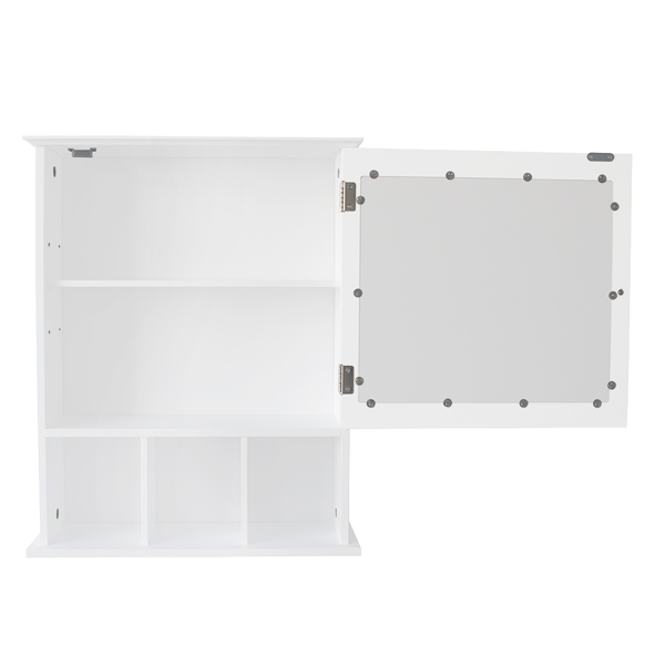 Single Door Three Compartment Storage Bathroom Cabinet –White
