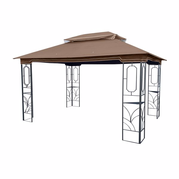 13 x 10 Ft. Outdoor Patio Gazebo Canopy Tent With Ventilated Double Roof And Removable Mosquito net,Coffee [Weekend can not be shipped, order with caution]