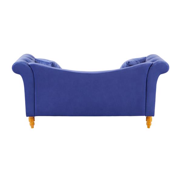 Velvet Sofa Stool with 2 Pillows in Blue
