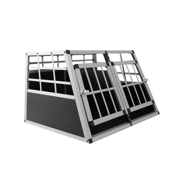 Double Doors Pet Car Transport Cage Aluminium Puppy Travel Crate Box Trapezoidal Kennel Dog Cat Carrier Cage