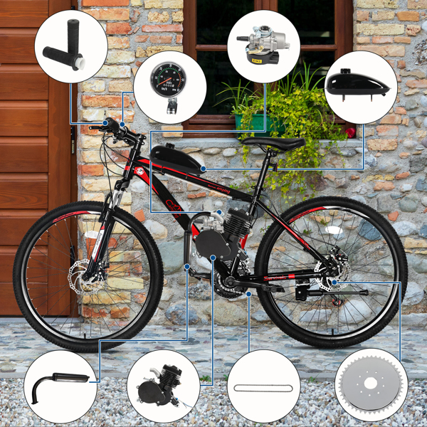 80cc 2.20kW 6000r/min Maximum Speed ​​38km/h Including Meter Bicycle Modification Parts Black