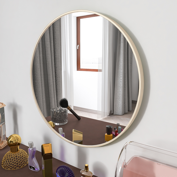 20" Wall Circle Mirror for Bathroom, Matte Gold Round Mirror for Wall, 20 inch Hanging Round Mirror for Living Room, Vanity, Bedroom