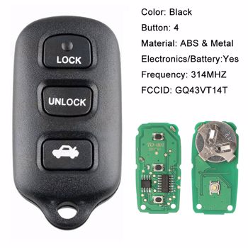 For 2002 2003 2004 2005 2006 Toyota Camry Keyless Entry Car Remote Key Fob Black