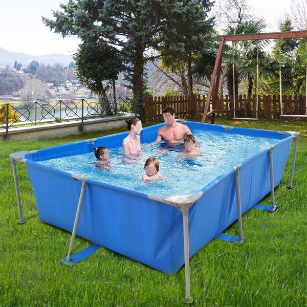 Metal Frame Rectangular Swimming Pool Portable Above Ground Easy Set Pool Family