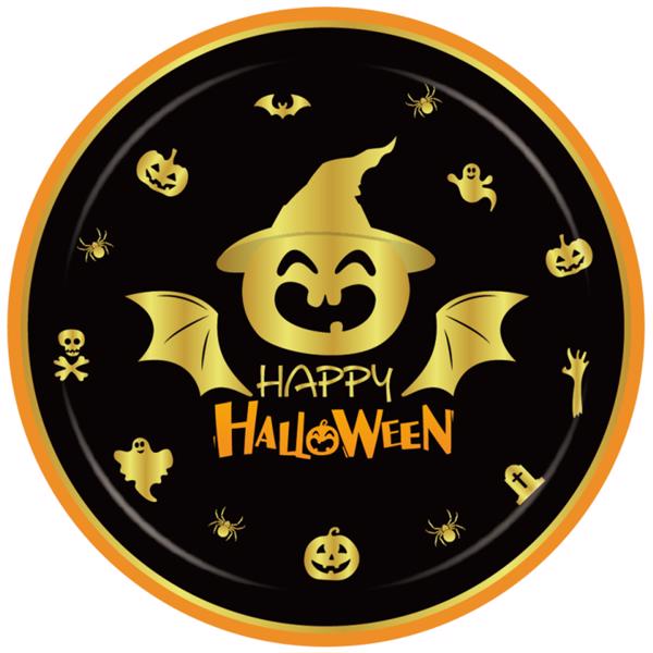 Halloween Pumpkin Blood Hand Bat Paper Plates Party Supplie Plates and Napkins Birthday Disposable Tableware Set Party Dinnerware Serves 8 Guests for Plates, Napkins, Cups 68PCS