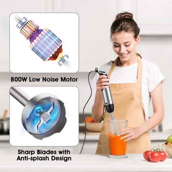 KOIOS Upgraded Immersion Blender Handheld, 1000W 12-Speed 5 in 1 Hand Mixer Stick Blender with 304 Stainless Steel Blade, Food Processor, Beaker, Egg Whisk and Milk Frother,BPA-Free, (FBA 发货，周末不发货)