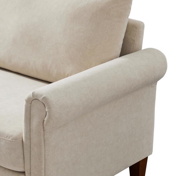 Beige, Frosted Cat's Claw Fabric Three-Seater Fabric Sofa