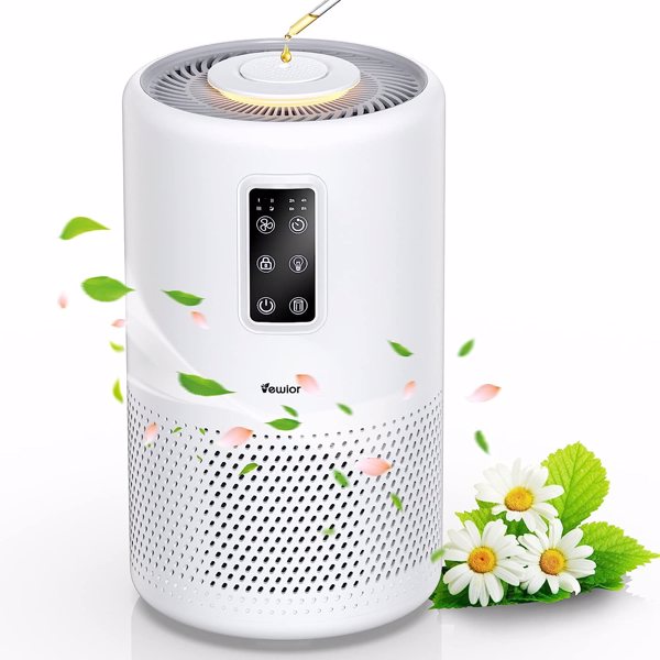 Air Purifiers for Home Large Room with Night Light up to 1076ft²,  H13 True HEPA Air Cleaner with Fragrance Sponge, Sleep Mode, Timer, Speed, Lock, for Wildfire Smoke Pet Dust Pollen Odor