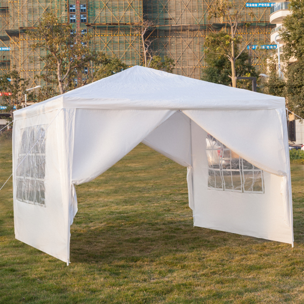 3 x 3m Four Sides Portable Home Use Waterproof Tent with Spiral Tubes White