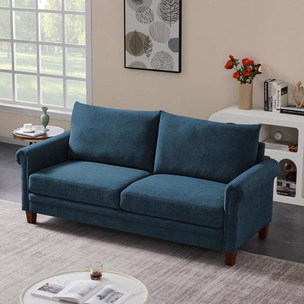 Blue, Frosted Cat's Claw Fabric Three-Seater Fabric Sofa