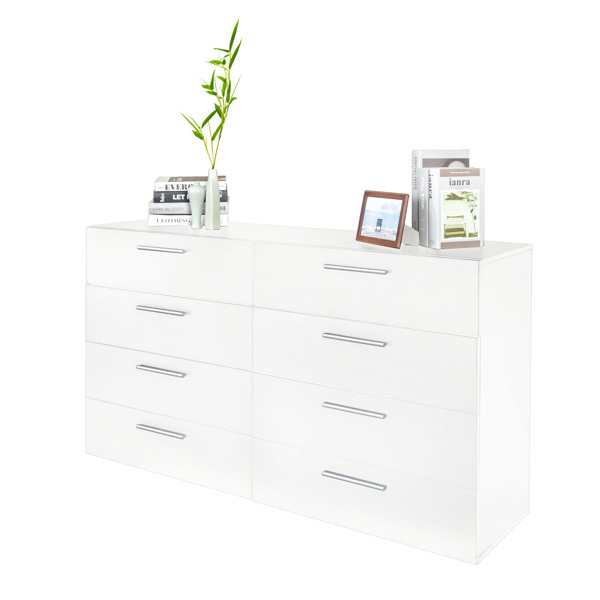 FCH 8 Drawer Double Dresser for Bedroom, Wide Storage Cabinet for Living Room Home Entryway, White