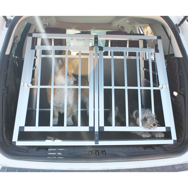 Double Doors Pet Car Transport Cage Aluminium Puppy Travel Crate Box Trapezoidal Kennel Dog Cat Carrier Cage