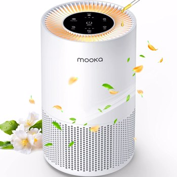 Air Purifiers for Home Large Rooms up to 1200ft², MOOKA H13 True HEPA Air Purifier for Bedroom Pets with Fragrance Sponge, Timer, Air Filter Cleaner for Dust, Smoke, Odor, Dander, Pollen , AP-S0610L W